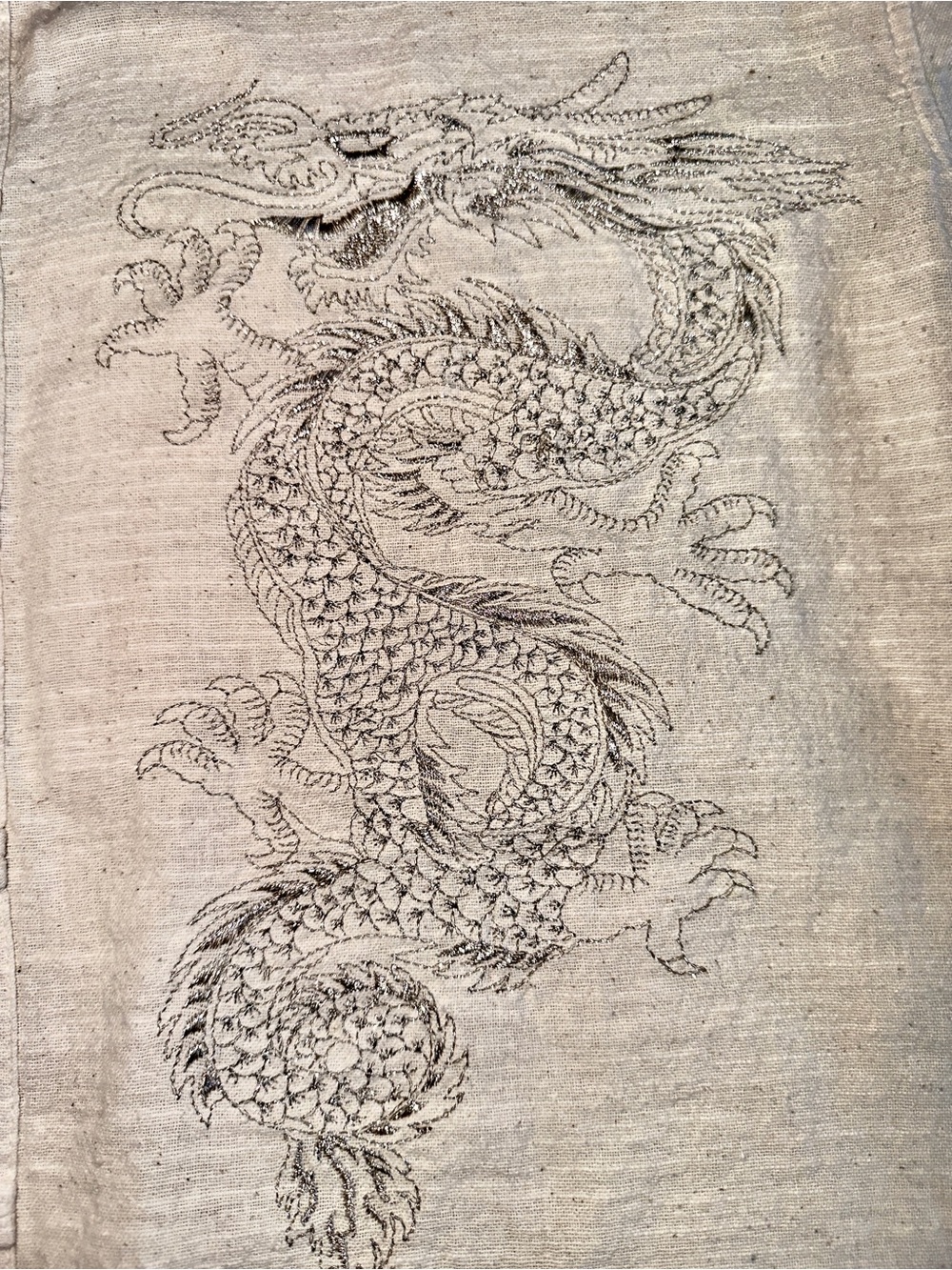 ARDA Vintage Dragon Embroidered Shirt with Frog buttons